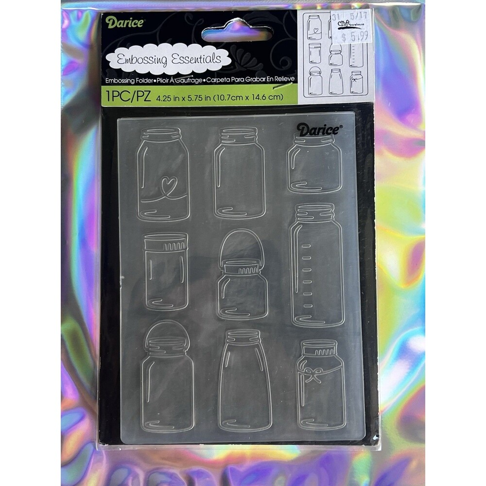 Darice Mason Jar Embossing Folder Scrapbooking Card Making A2 4.25x5.75